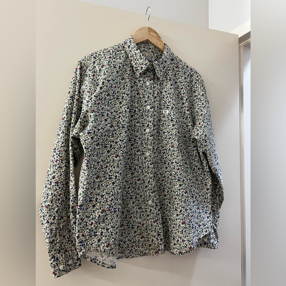 Cruel Girl Floral Button Down Shirt - Blue and Red